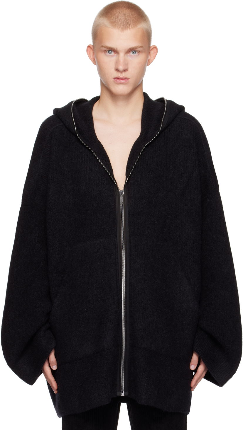 Huppari Rick Owens Alpaca Knit Hoodie Musta | RR02D6689 KWP