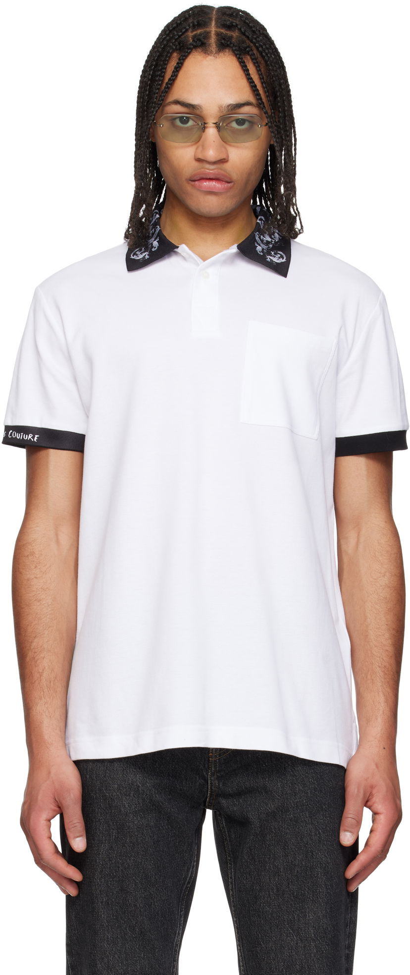 Poolopaita Versace Versace Jeans Couture Baroque Collar Polo Valkoinen | E78GAGT04_ECJ01T