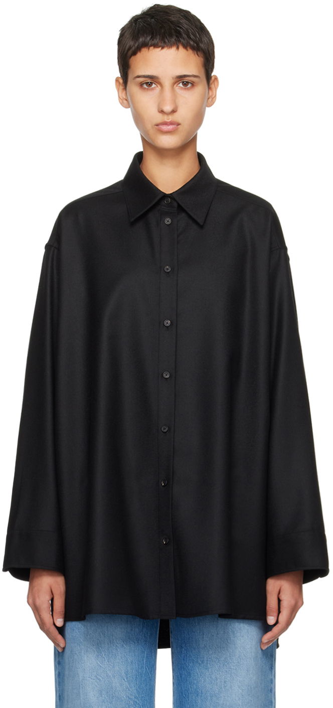 Paita The Row Oversized Wool Shirt Musta | 5927-W2107