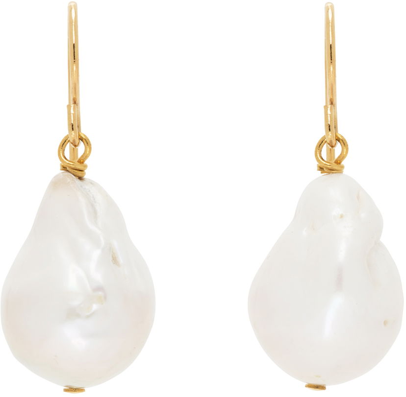 Korvakorut Jil Sander Pearl Grainy Earrings "Gold & White" Valkoinen | J11VG0027_J12016