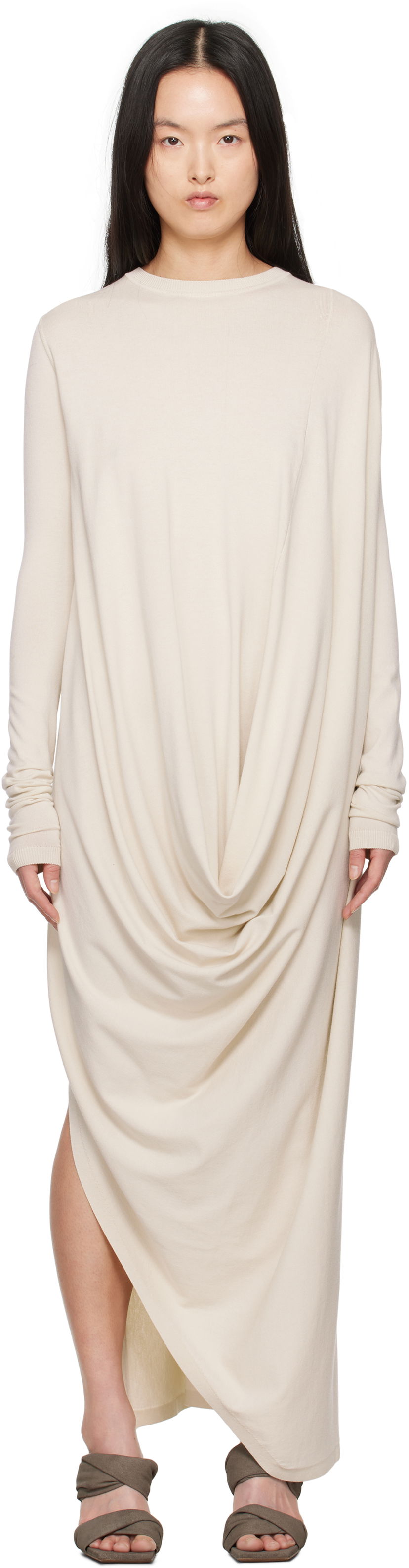 Mekko Rick Owens Rick Owens Hollywood Twisted Midi Dress Beige | RP01E7637 VI