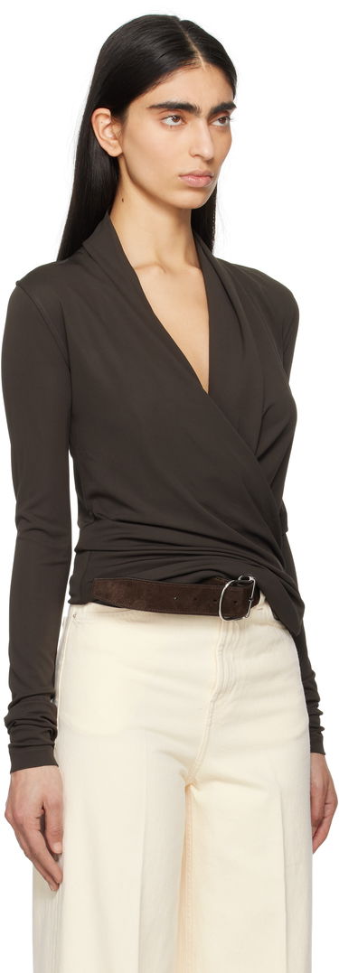 Villapaita TOTEME TOTEME Overlapped Jersey Wrap Top Ruskea | 252-WRT0443-FB0162, 1