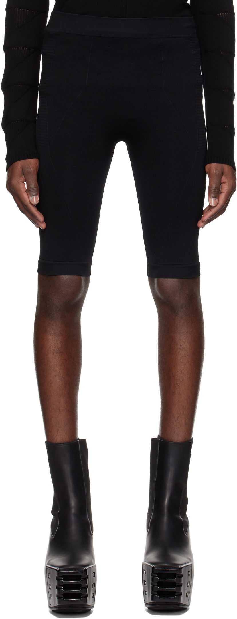 Shortsit Rick Owens Rick Owens Hollywood Active Knit Shorts Musta | RU01E5693 KSP
