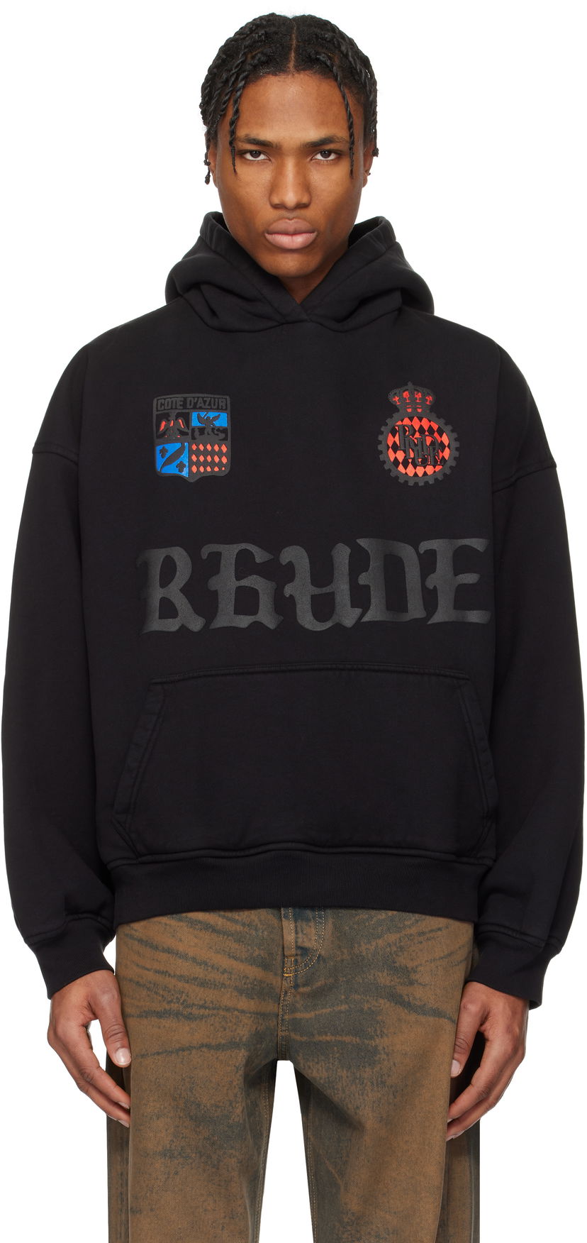 Huppari Rhude Rhude Crest Oversized Hoodie Musta | RHPS25HO03012