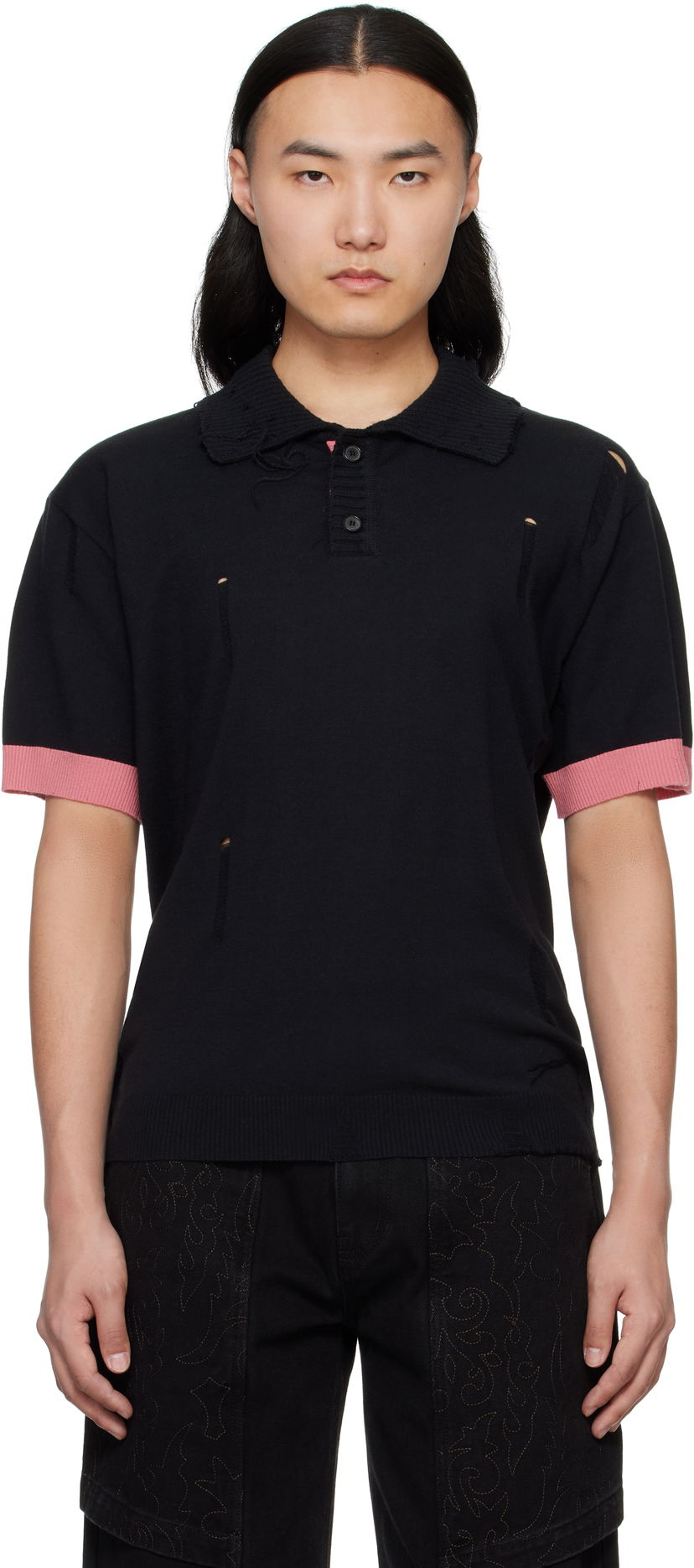 Poolopaita Andersson Bell Andersson Bell Damaged Knit Polo Musta | atb1243m