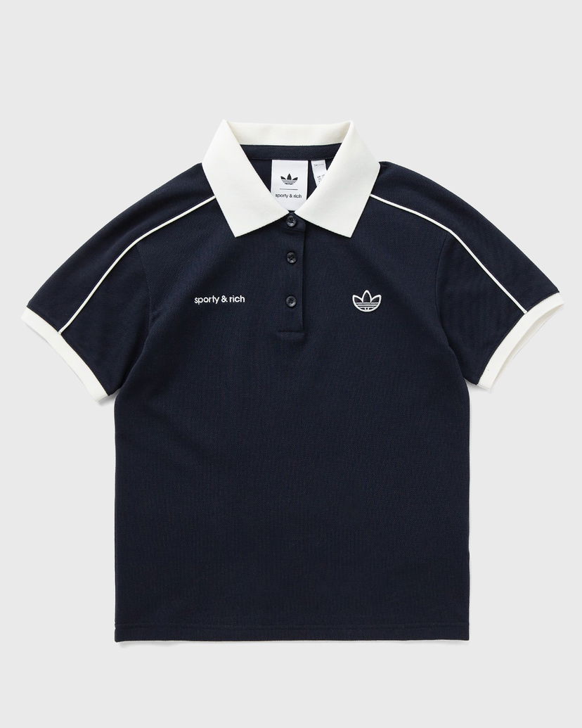 Poolopaita adidas Originals Sporty & Rich Polo Shirt Tummansininen | JL7198