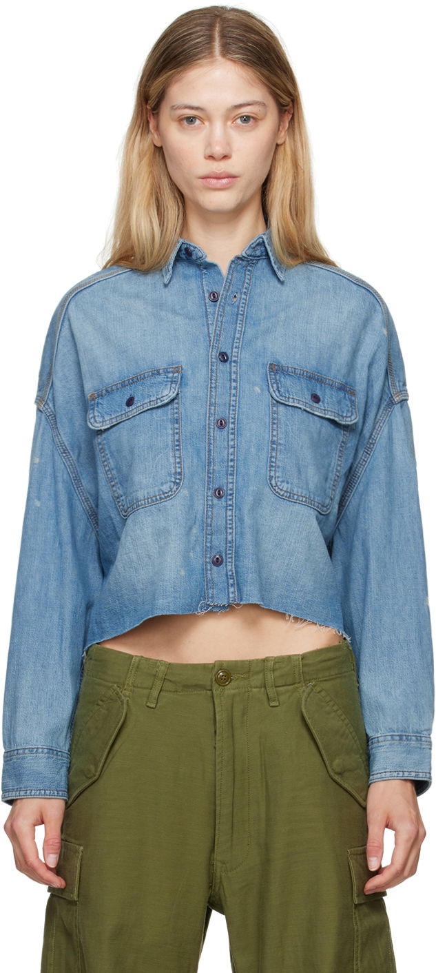 Paita R13 R13 Cropped Denim Shirt Sininen | R13W3163 243