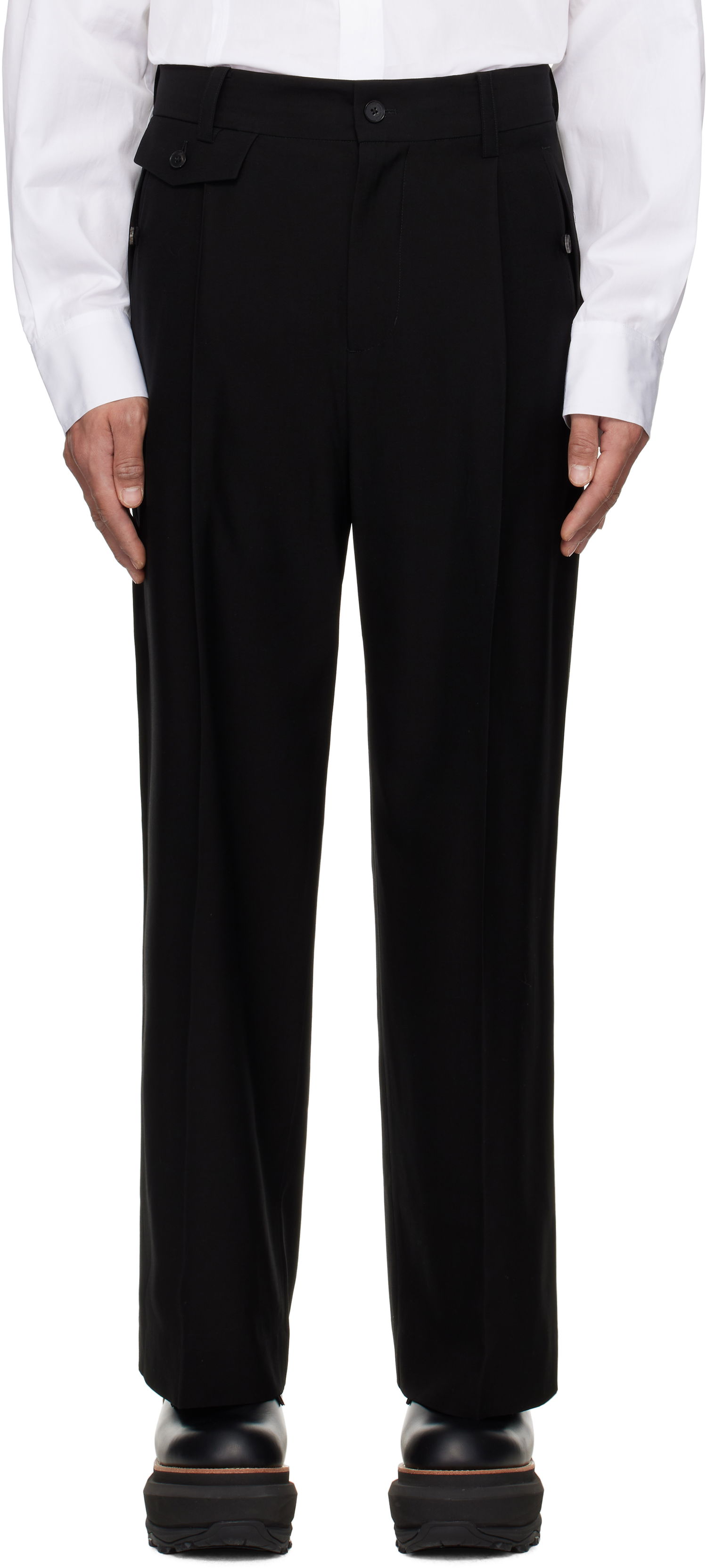 Housut Feng Chen Wang Feng Chen Wang Slashed Wide Leg Trousers Musta | FUS19TR27B, 0