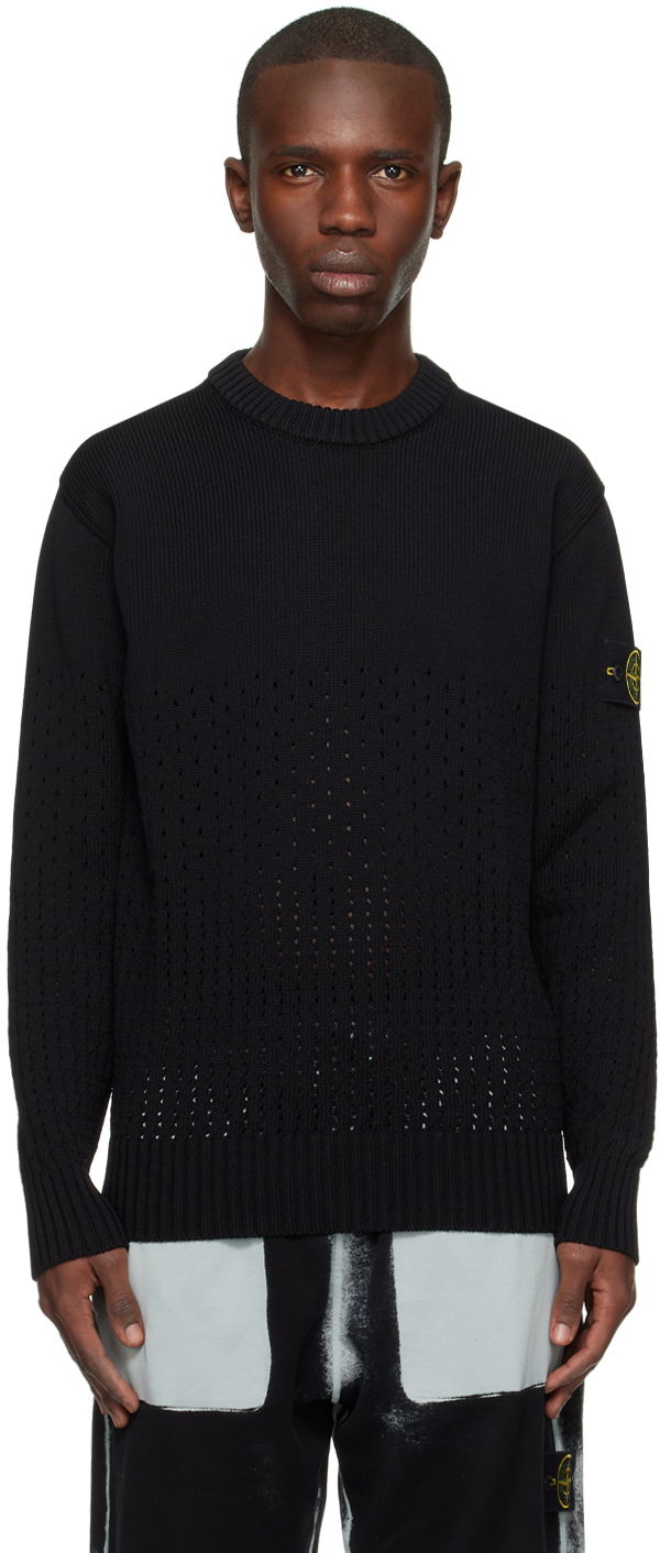 Villapaita Stone Island Perforated Sweater Musta | 7815535B5, 0