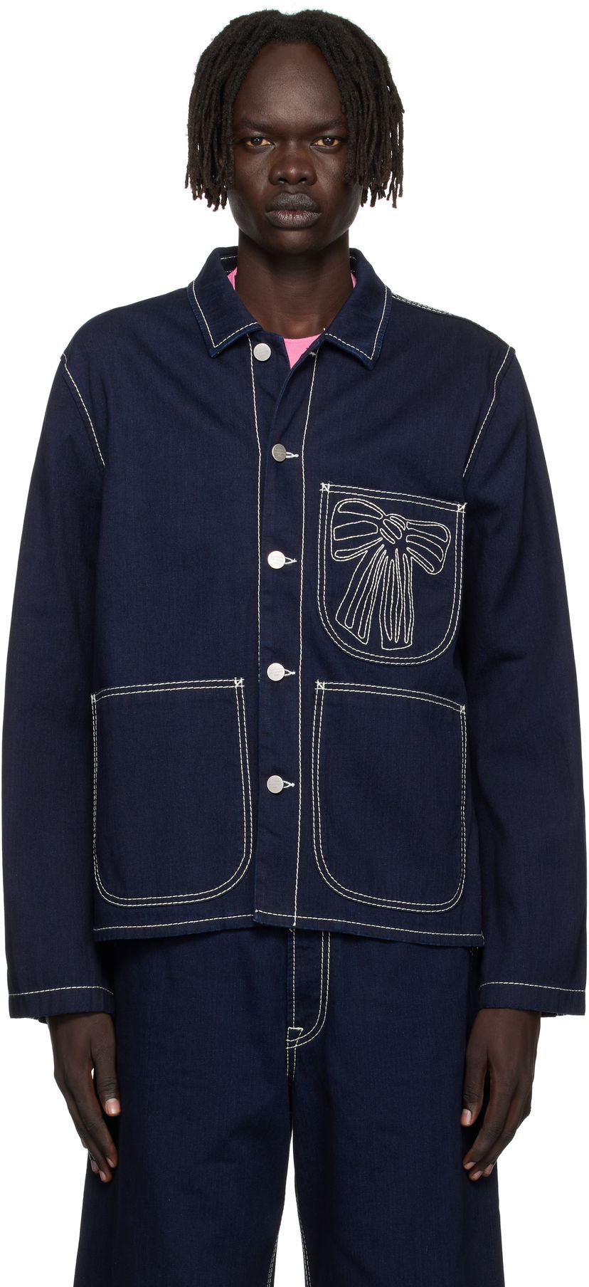 Takki Acne Studios Acne Studios Embroidered Denim Jacket Tummansininen | C90204-