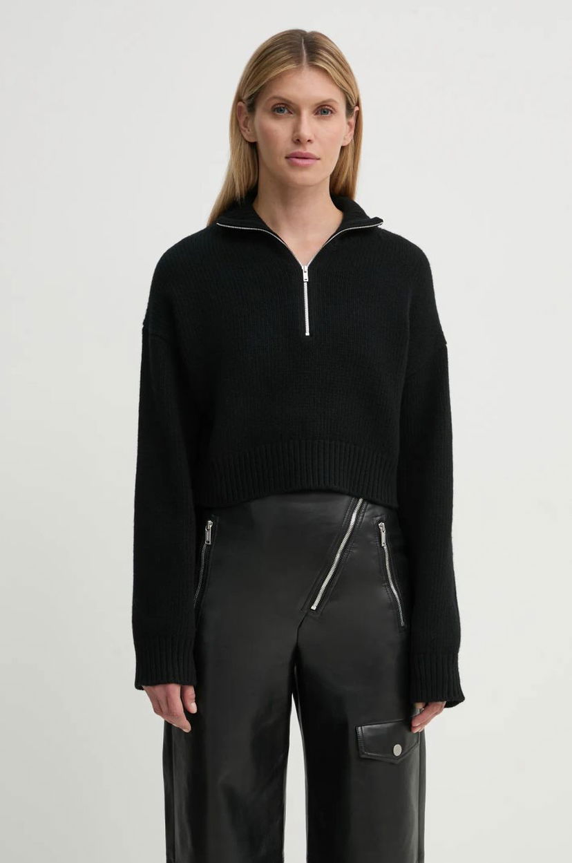Villapaita Nanushka SONORE Half-Zip Cropped Sweater Musta | NW24FWSW42500