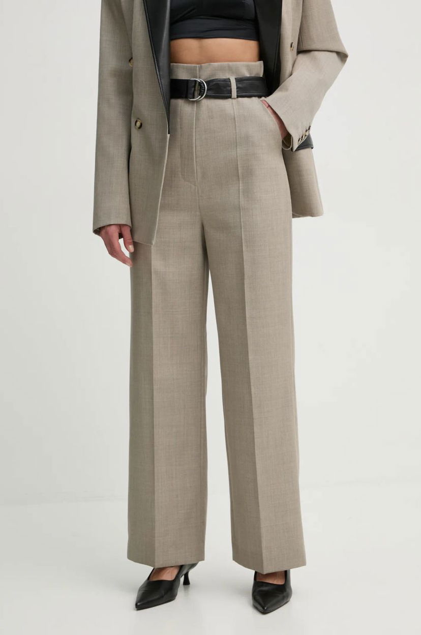 Housut Nanushka High Waisted Wide Leg Dress Pants Beige | NW24FWPA37570
