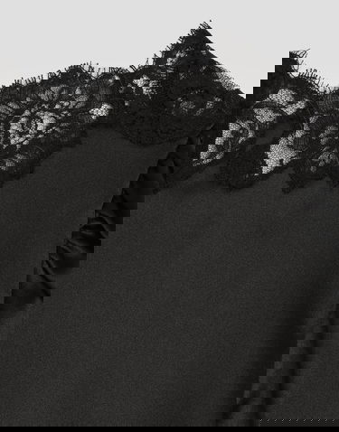 Paita Dolce & Gabbana Dolce & Gabbana Silk Stretch Satin Blouse with Scalloped Lace Yoke Musta | F7BF3TFURAGN0000, 3