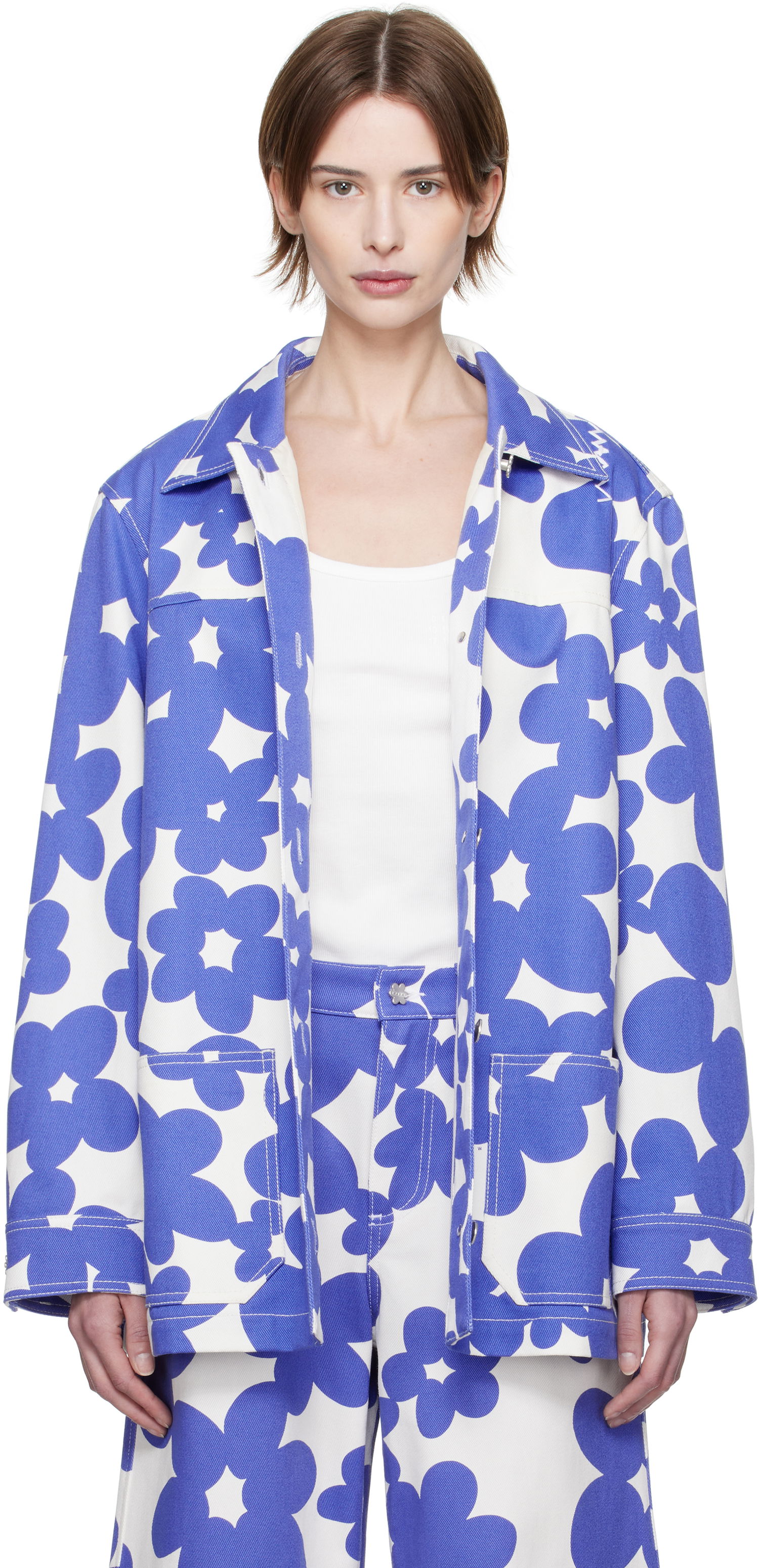 Takki Marni Marni Dillies Print Jacket Sininen | JKMA0347S0 UTC462, 0