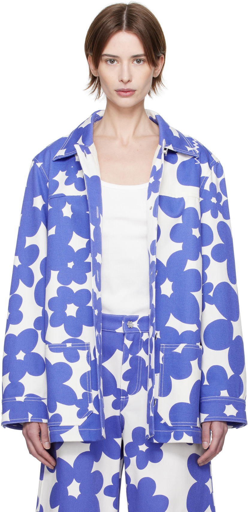 Takki Marni Marni Dillies Print Jacket Sininen | JKMA0347S0 UTC462