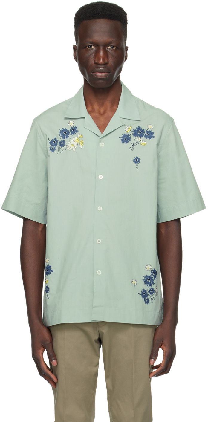 Paita Paul Smith Paul Smith Embroidered Flowers Resort Shirt Vihreä | M1R-905UE-M01592-33