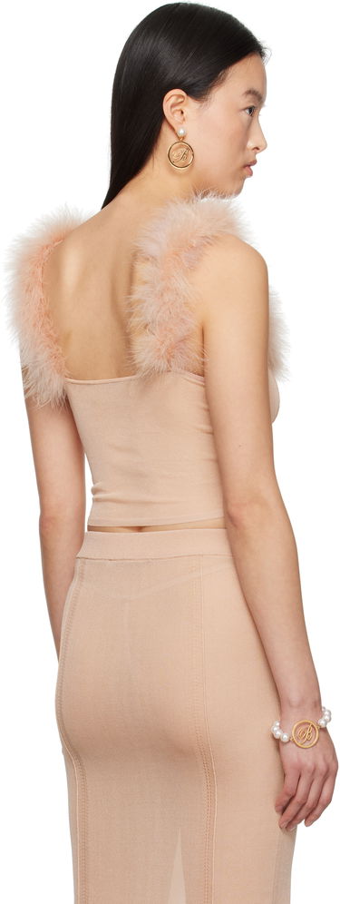 Tankkitoppi Blumarine Blumarine Knitted Feather Trim Top Beige | P522M559A, 2