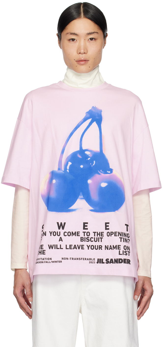 T-paita Jil Sander Printed T-Shirt Vaaleanpunainen | J21GC0131 J20117, 0