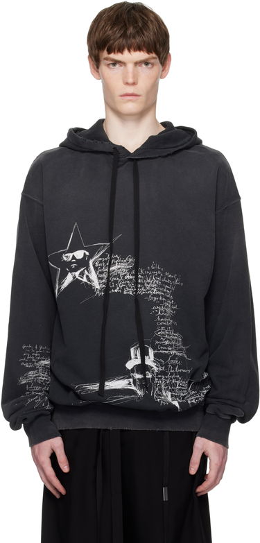 Huppari Ann Demeulemeester Ann Demeulemeester Olly Sketchbook High-Comfort Hoodie Musta | B0012870-FA639-098, 0