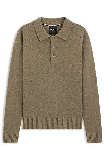 Villapaita BOSS Brushed virgin-wool polo sweater Ruskea | 50549990