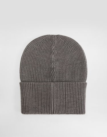 Pipo Dolce & Gabbana Dolce & Gabbana Ribbed Knit Wool Beanie with Embossed Logo Patch Harmaa | GX15KZJDVCIS8292, 1