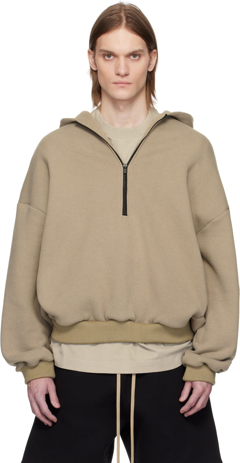 Huppari Fear of God Fear of God Fleece Half Zip Hoodie Beige | FGE250-513CCF