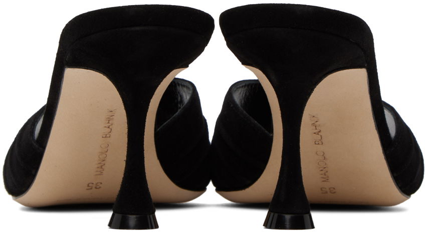 Asusteet Manolo Blahnik Manolo Blahnik Pirua Suede Heeled Mules Musta | 423-1671, 1