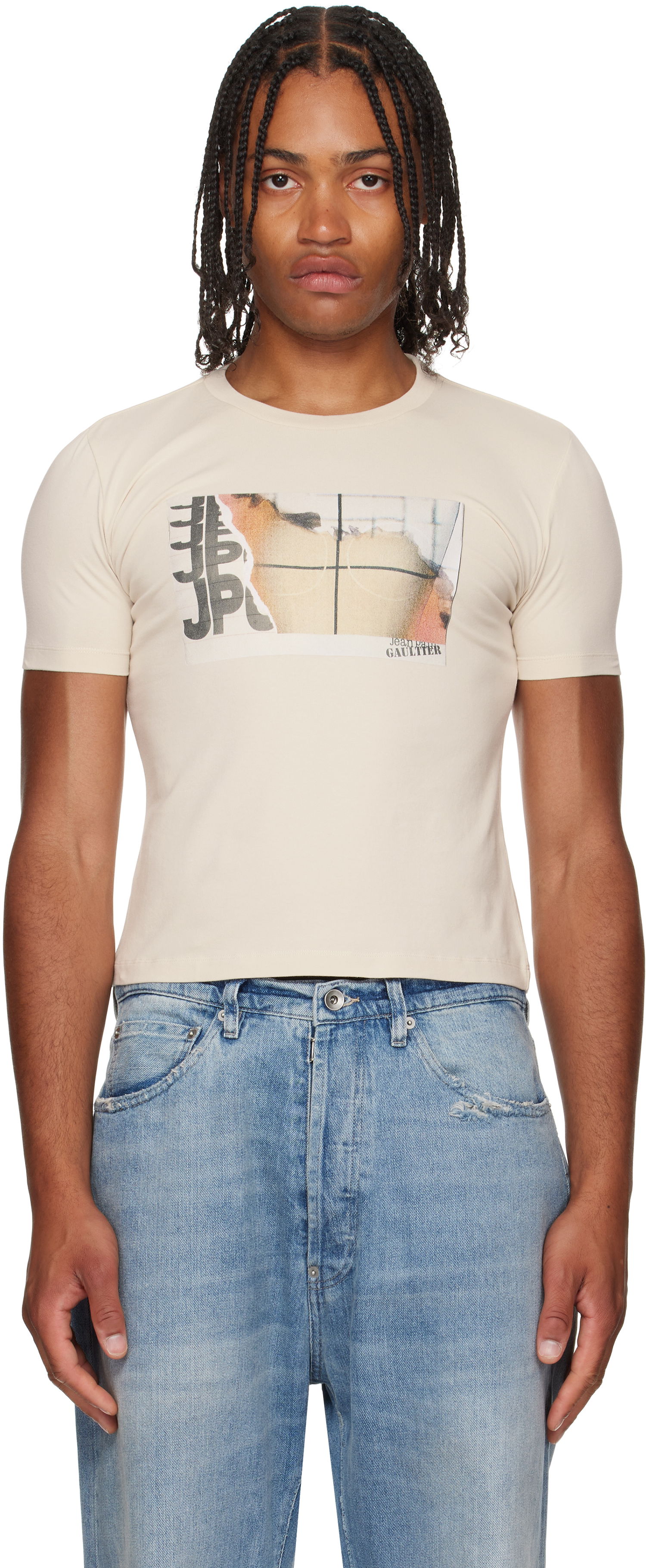 T-paita Jean Paul Gaultier Jean Paul Gaultier Printed T-Shirt Beige | 25/03-W-TO294-J002-691501, 0