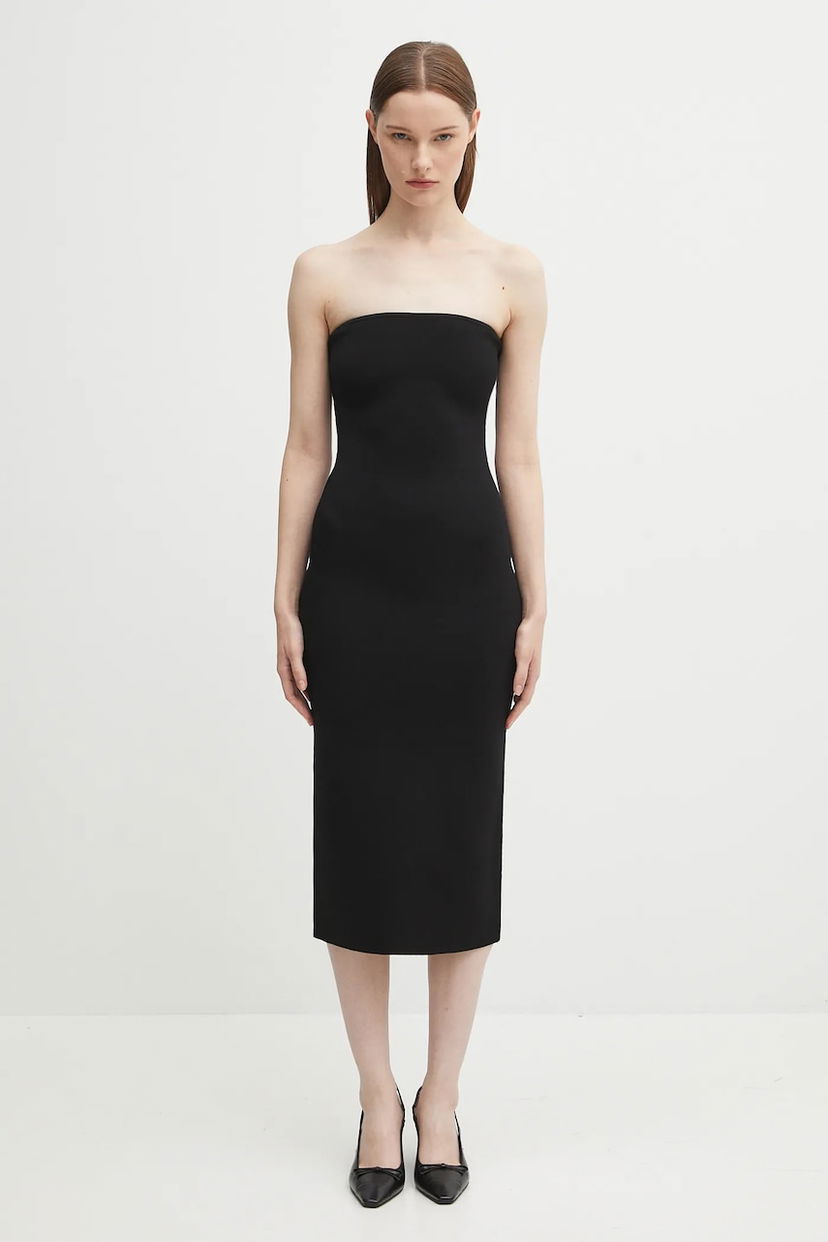 Mekko Anine Bing Anine Bing Fitted Strapless Midi Dress Musta | A.02.11049