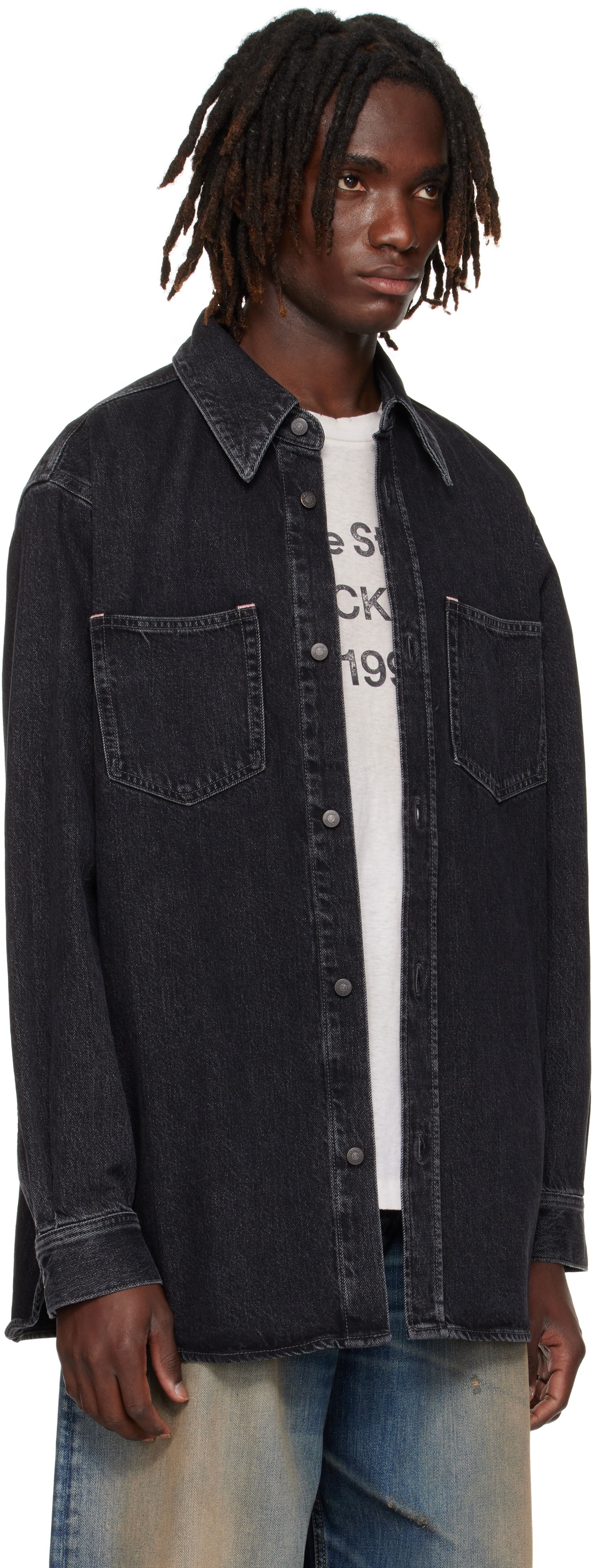 Paita Acne Studios Button-Up Denim Shirt Musta | CB0082-, 1