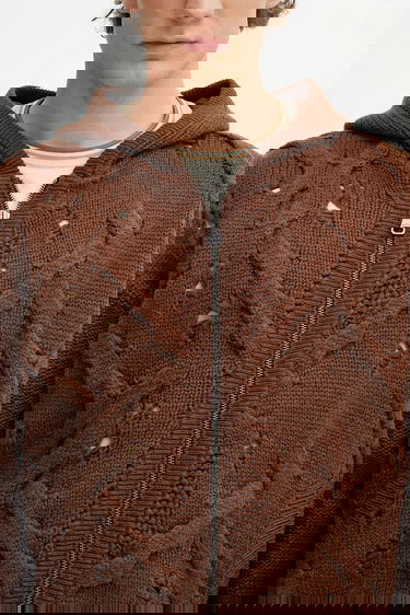 Villapaita Andersson Bell Andersson Bell Argyle Fisherman Hooded Zip-Up Cardigan Ruskea | atb1347u, 5