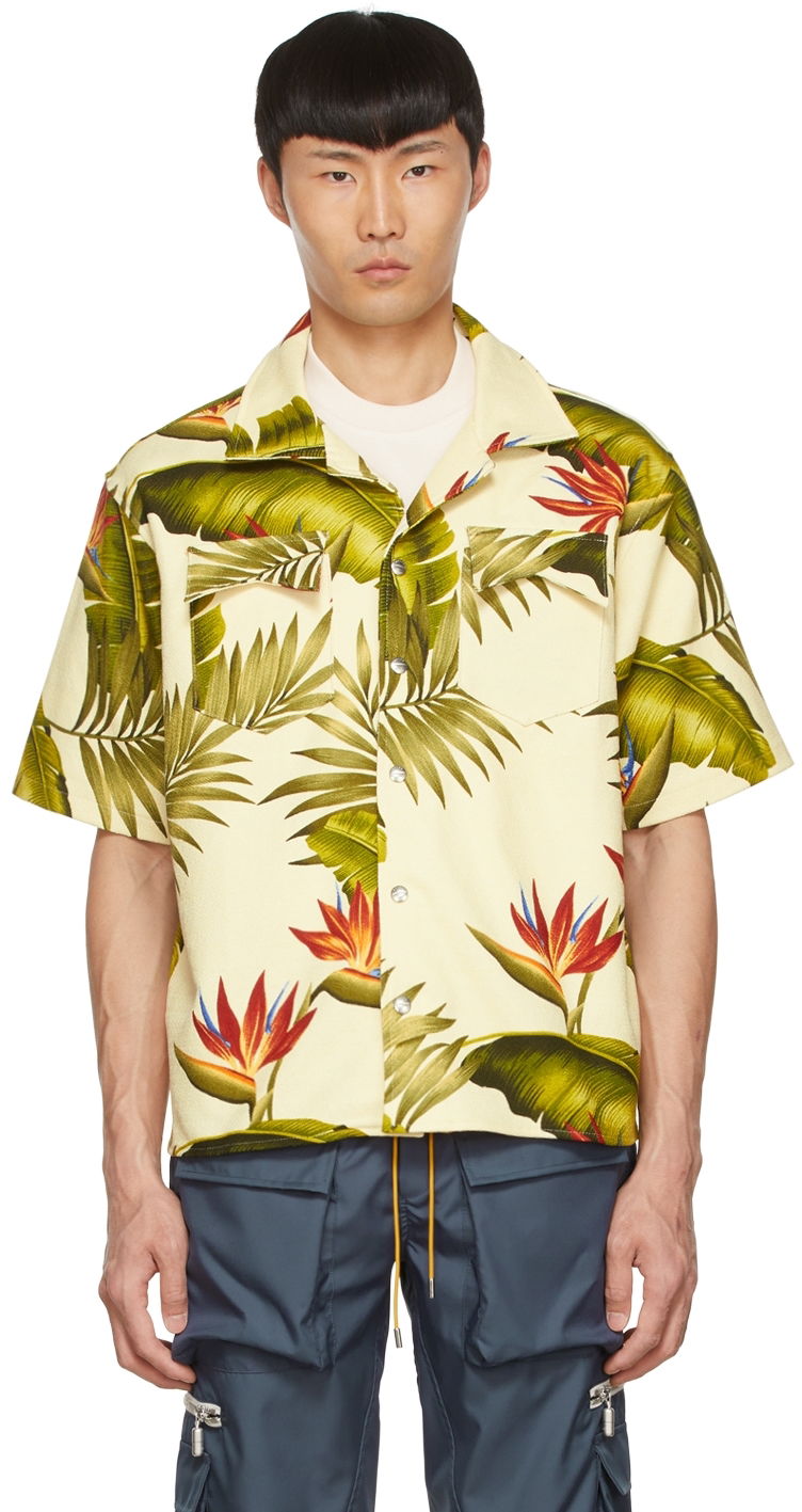 Paita Rhude Rhude Tropical Print Cotton Shirt Beige | RHSS22SR11016108