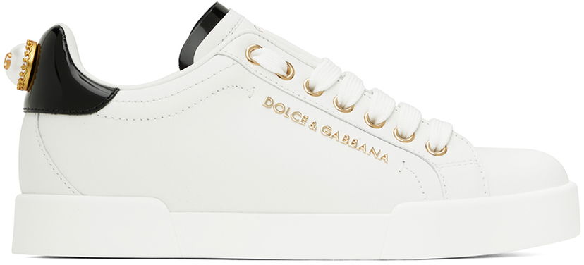 Tennarit ja kengät Dolce & Gabbana White & Gold Portofino Sneakers Valkoinen | CK1602 AH506