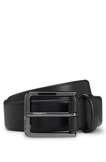Vyöt BOSS Italian-leather belt with polished gunmetal buckle Musta | 50537174