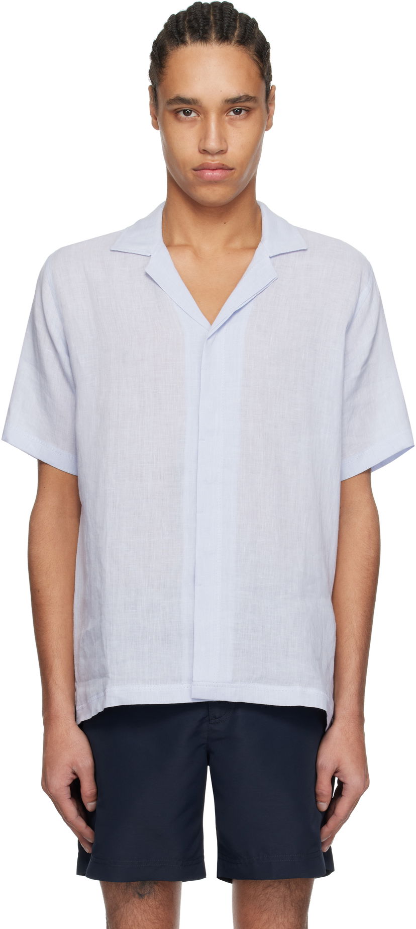 Paita Orlebar Brown Orlebar Brown Maitan Linen Resort Shirt Sininen | 279644