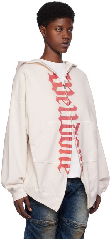 Huppari We11done We11done Printed Zip-Up Hoodie Beige | WD-TJ0-24-812-U-WH, 1
