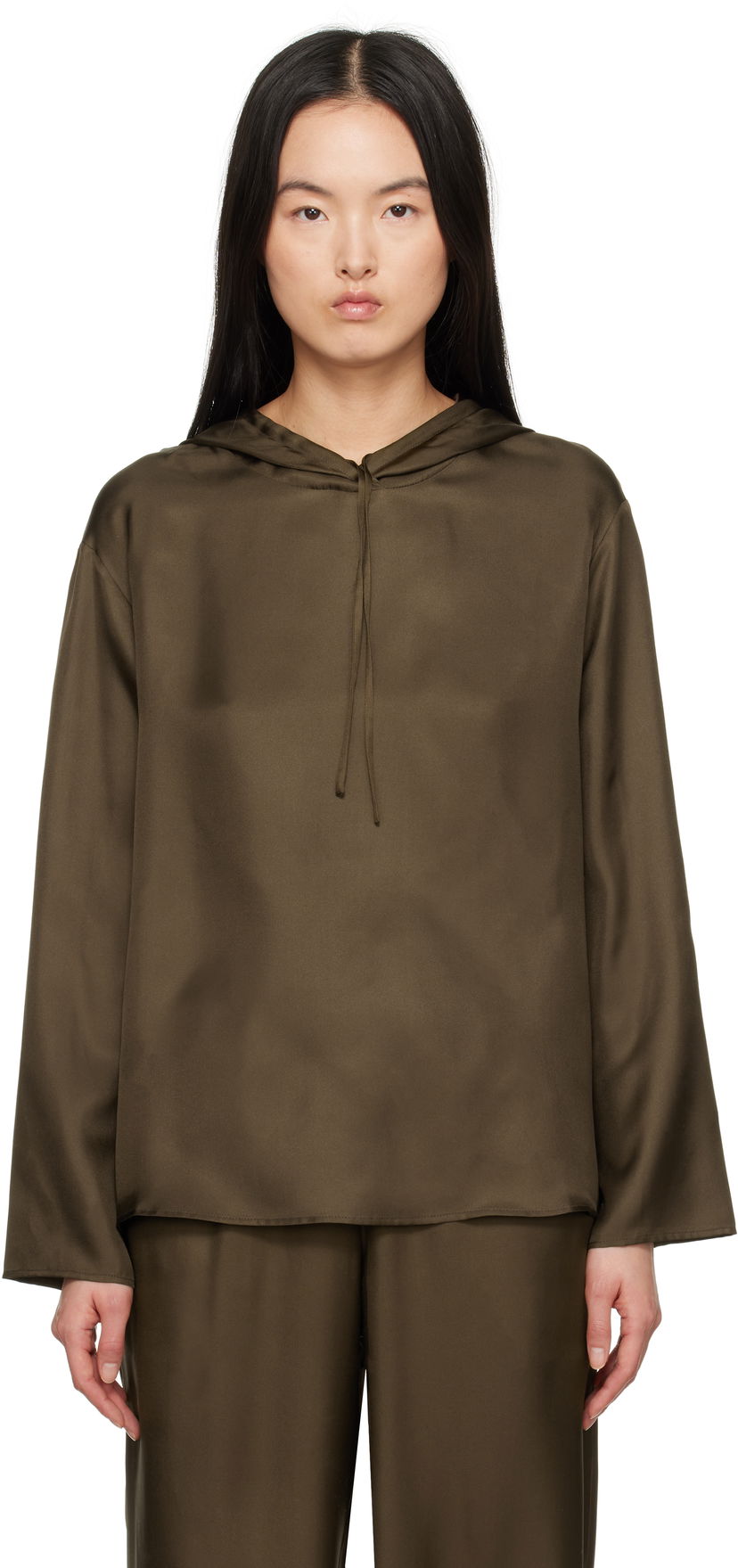Huppari Loulou de Saison Loulou de Saison Nuka Silk Hoodie Vihreä | NUKA