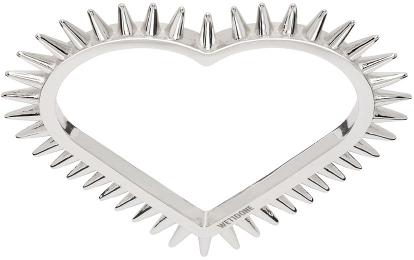 Rannerengas We11done Spike Heart Double Ring Metallinen | WD-AJ1-23-504-U-SV
