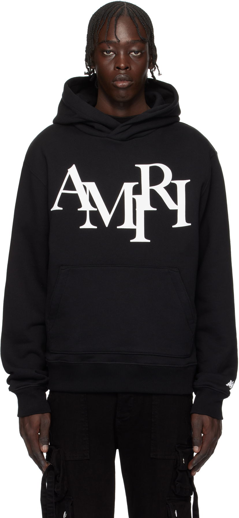 Huppari AMIRI Staggered Logo Print Hoodie Musta | AMJYHD1094