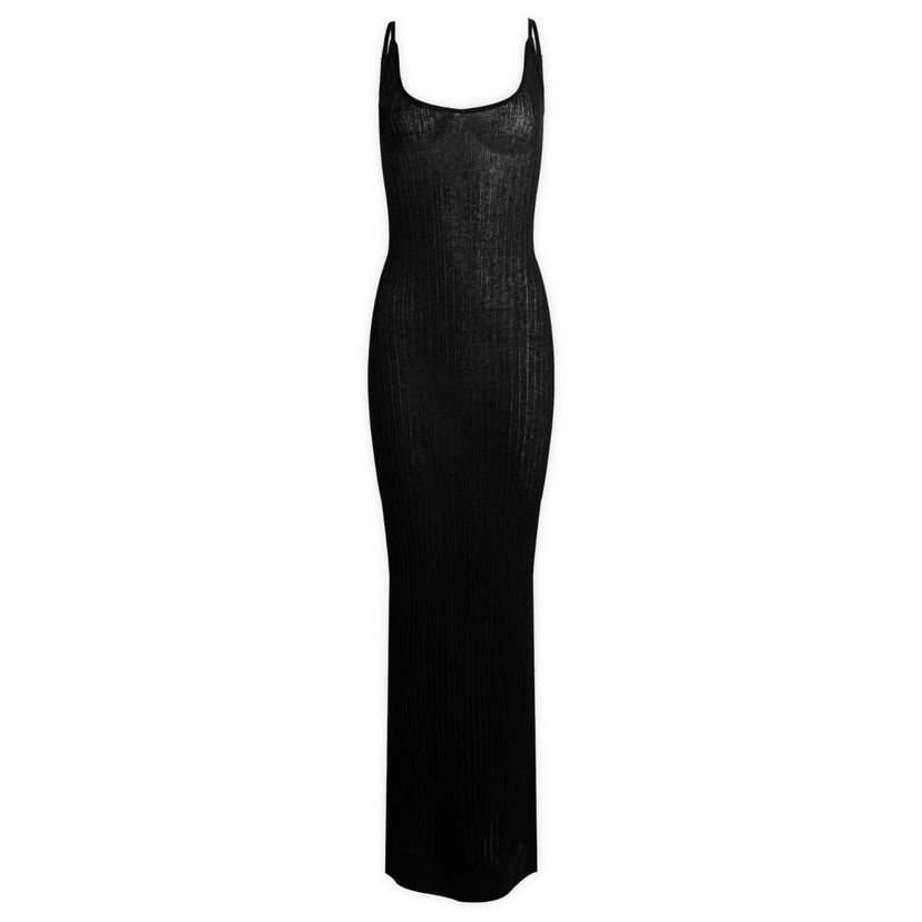 Mekko SKIMS SKIMS Sheer Knit Midi Dress, Size Large Musta | DS-DRS-8175W-ONX
