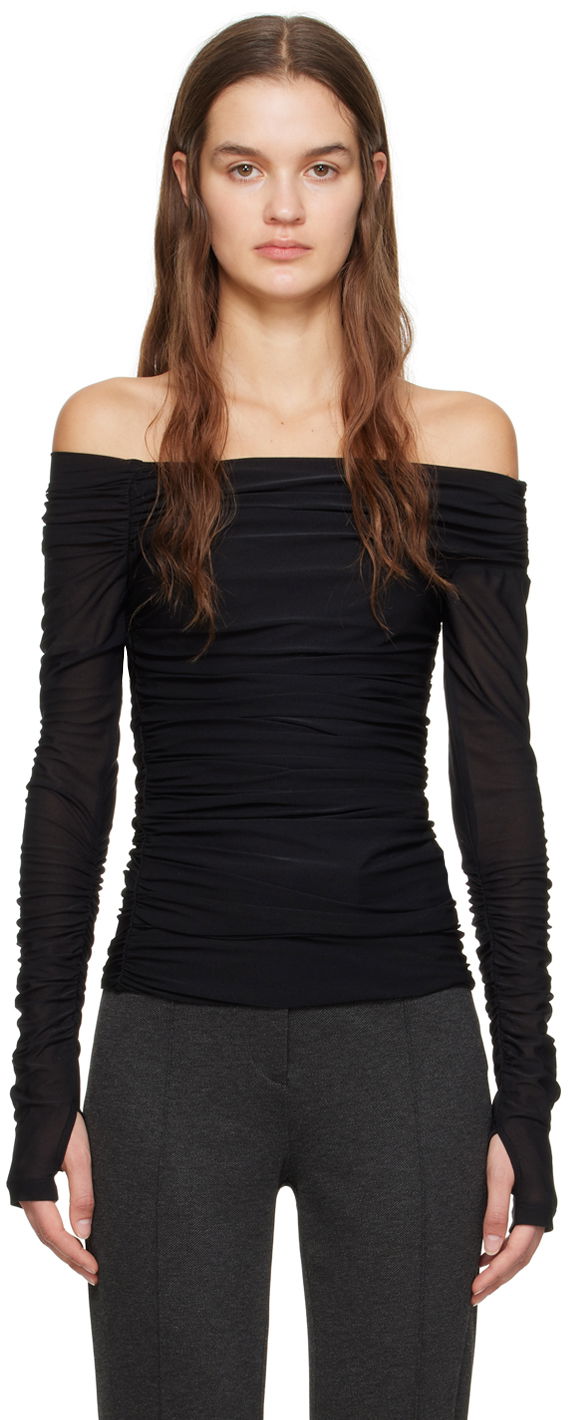 Tankkitoppi Helmut Lang Ruched Long Sleeve T-Shirt Musta | N10HW510