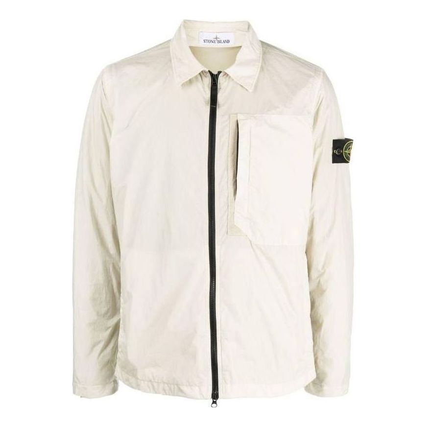 Paita Stone Island Compass Patch Collared Zip-Up Jacket Beige | 791510723-V0097, 0