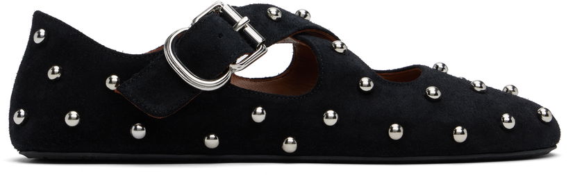 Mekko Alaïa ALAÏA Criss Cross Studded Ballerina Flats Musta | AA3A046CK284