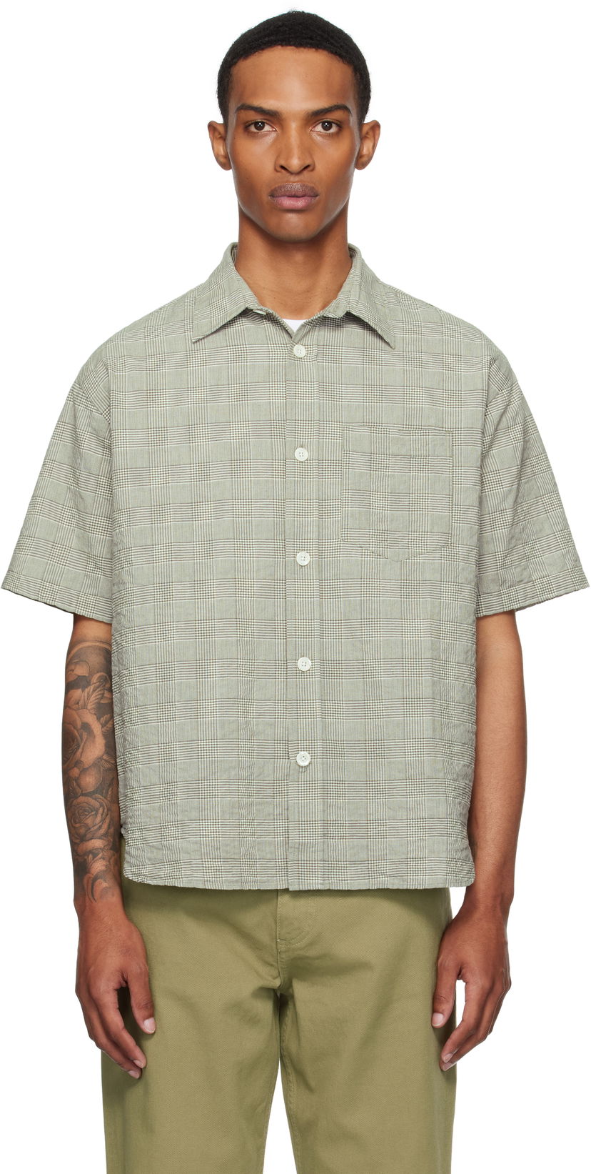 Paita NORSE PROJECTS Norse Projects Mo Oversized Check Short Sleeve Shirt Vihreä | N40-0827