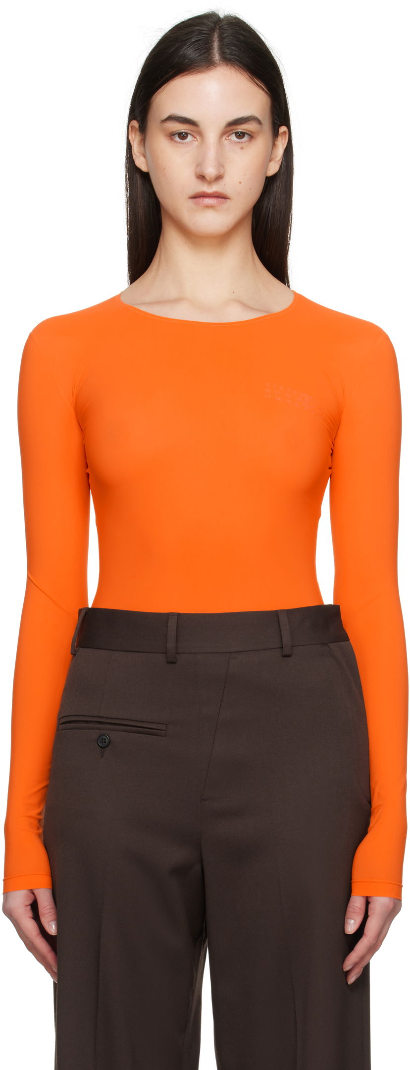 Body Maison Margiela MM6 Maison Margiela Jersey Long Sleeve Bodysuit Oranssi | S52NA0068 S20518