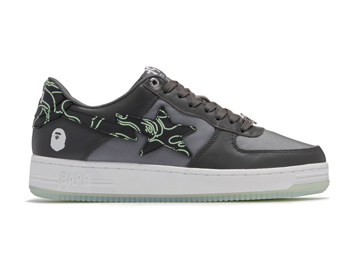Tennarit ja kengät BAPE Bape Sta "Text Code Camo Charcoal" Harmaa | 001FWI202007-CHA/001FWI201007-CHA, 0