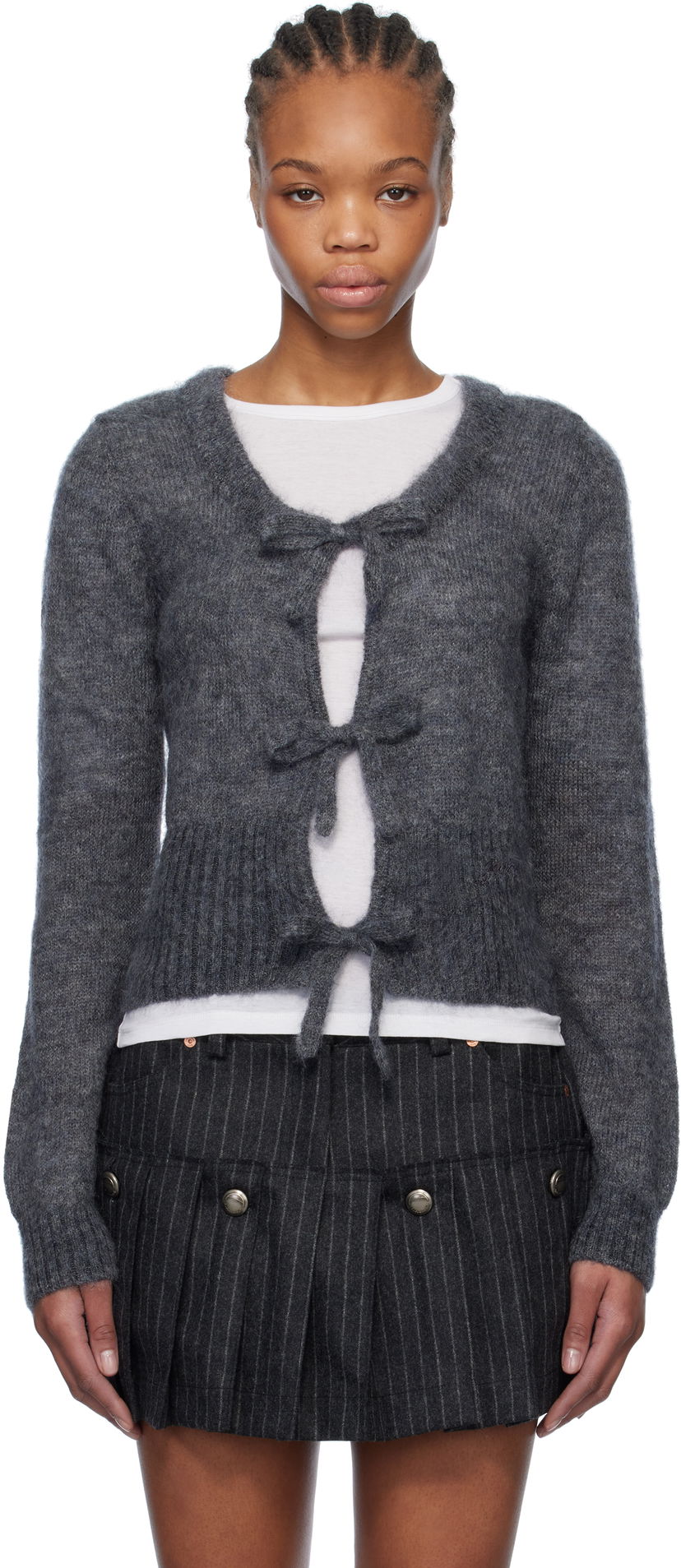 Villapaita GANNI GANNI Light Mohair Tie Cardigan Harmaa | K2411
