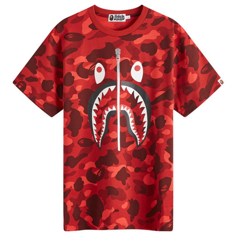 T-paita BAPE A Bathing Ape Camo Shark Graphic Tee, Size L Punainen | 001CSK801008M-RED