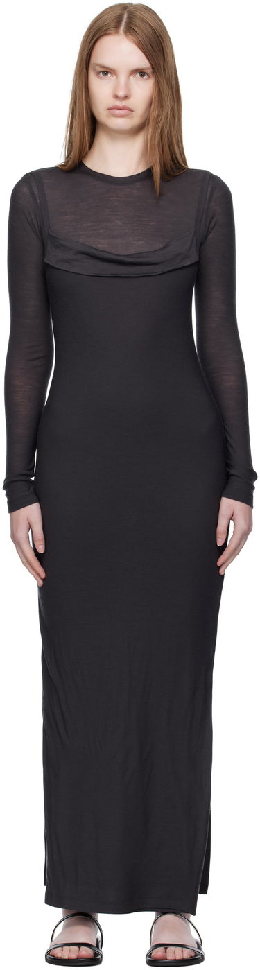 Mekko Nanushka Nanushka Linora Draped Wool Jersey Maxi Dress Musta | NW25PFDR10792, 0