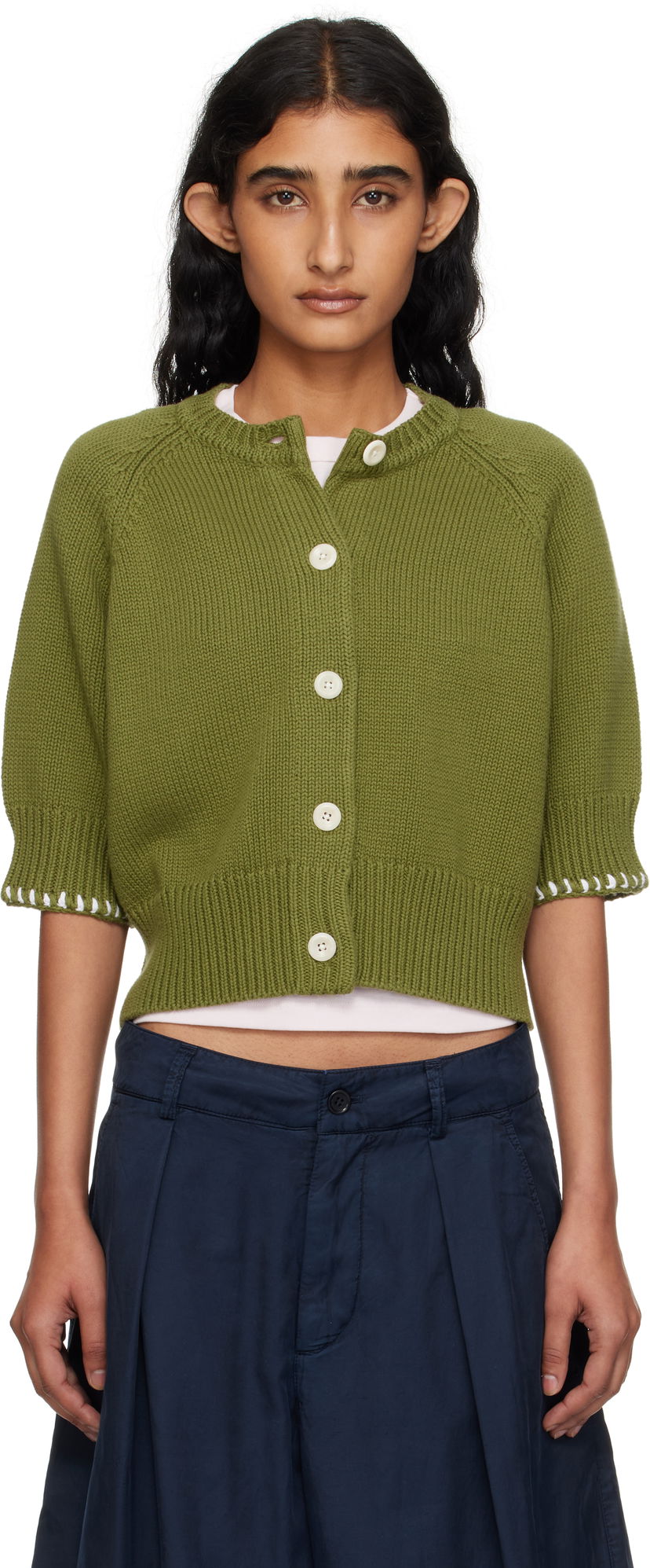 Villapaita YMC YMC Kwai Knit Cardigan Vihreä | Q8YMA